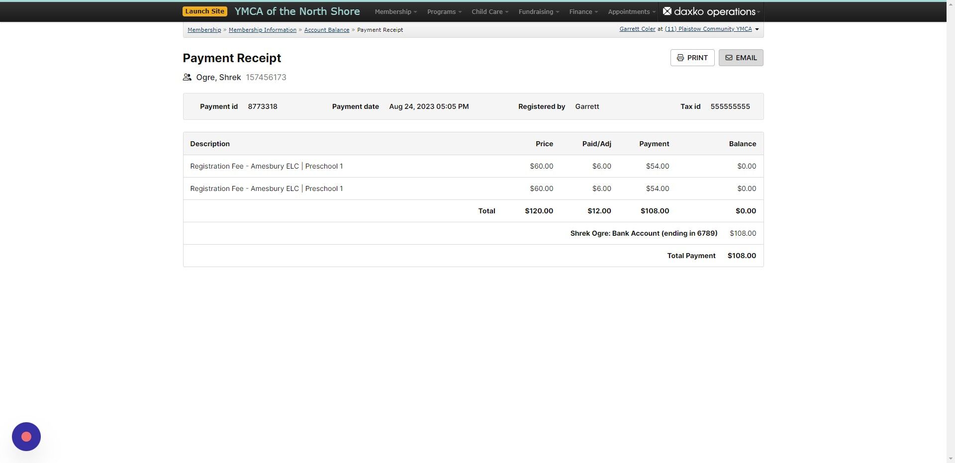 Screenshot of: Email them the receipt