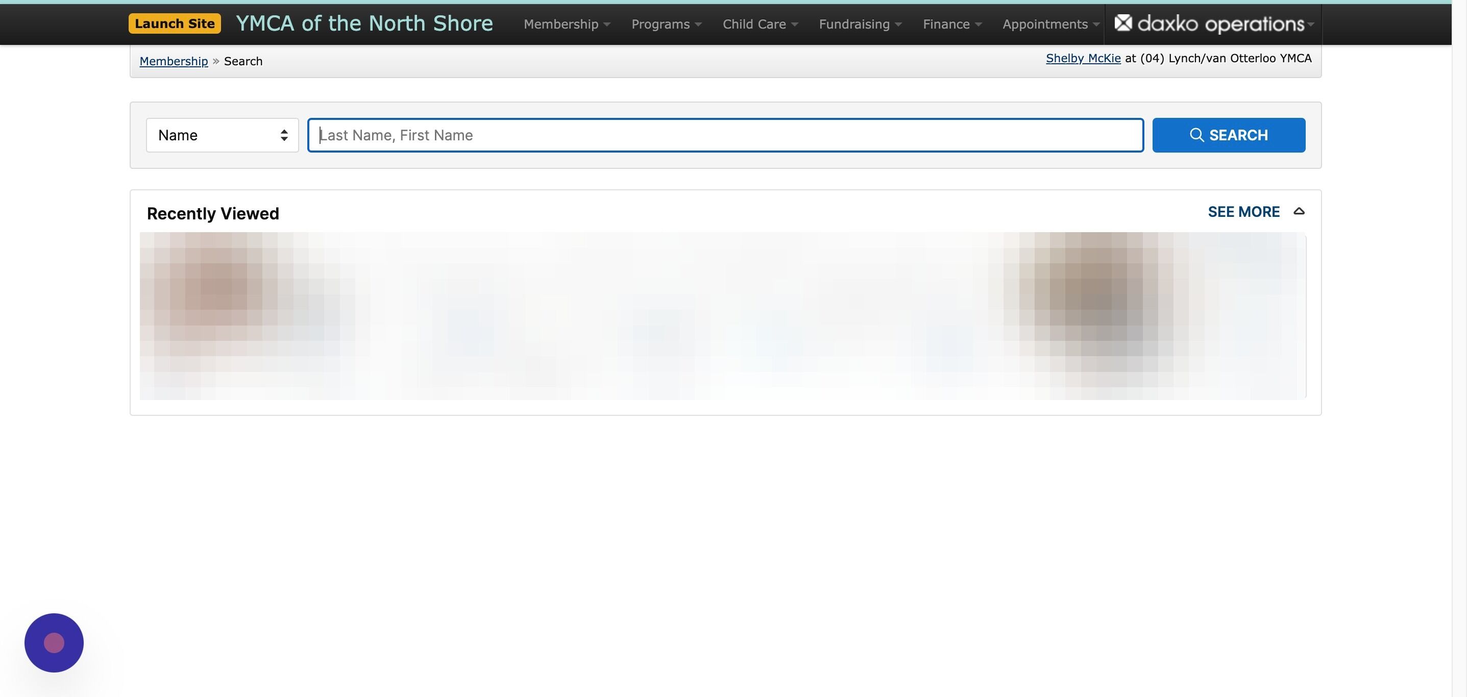 Screenshot of: Search for the member looking to place their Membership on Hold.