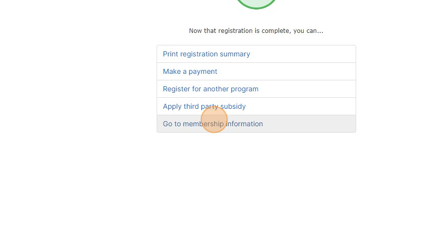 Screenshot of: From here you can take a payment for the single child registration, or you can navigate back to the membership information page to add another participant (If you are registering a single participant skip to (Slide #29 )