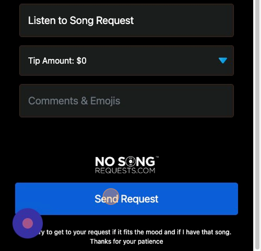 Screenshot of: Click "Send Request"