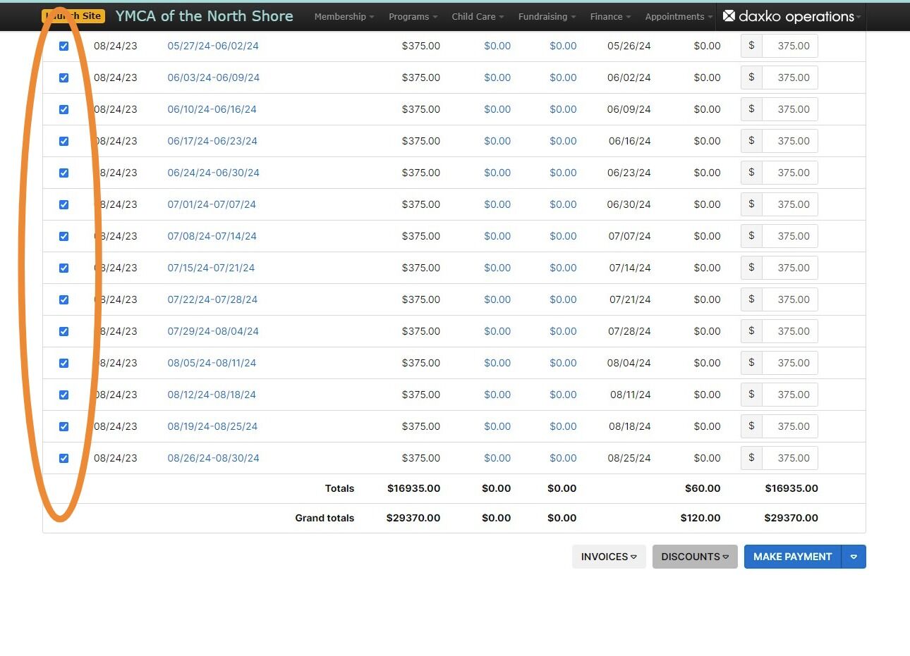 Screenshot of: Once they are all selected click on the 