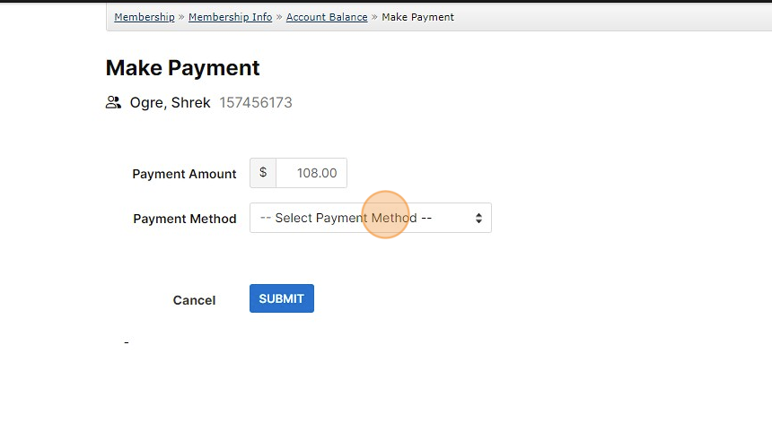 Screenshot of: Select payment method 