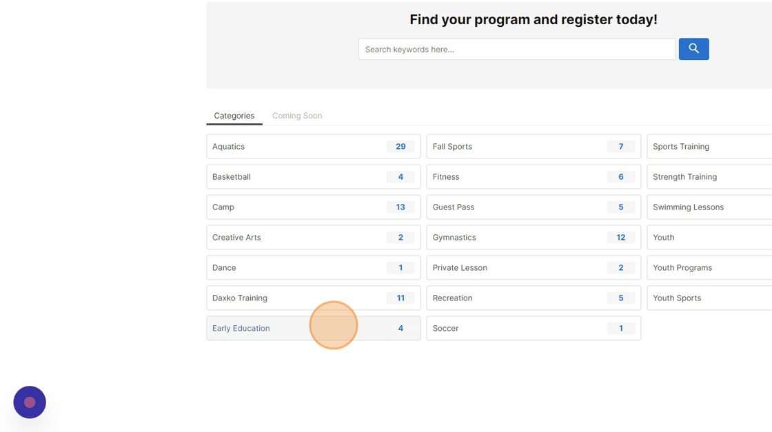 Screenshot of: Select the tag of the program or search it in the 
