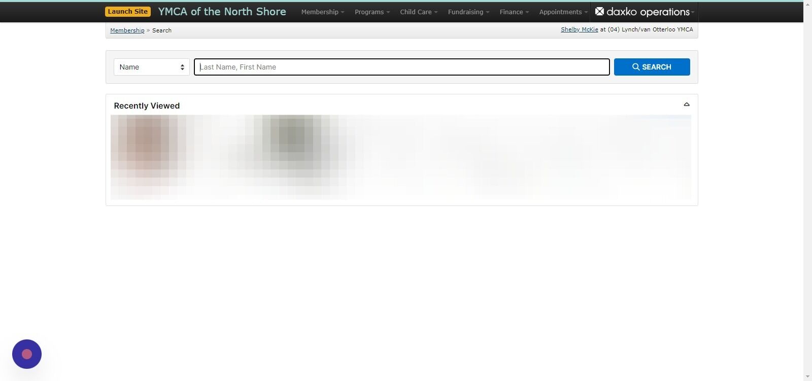 Screenshot of: Search and click on the Member wishing to update their billing method.