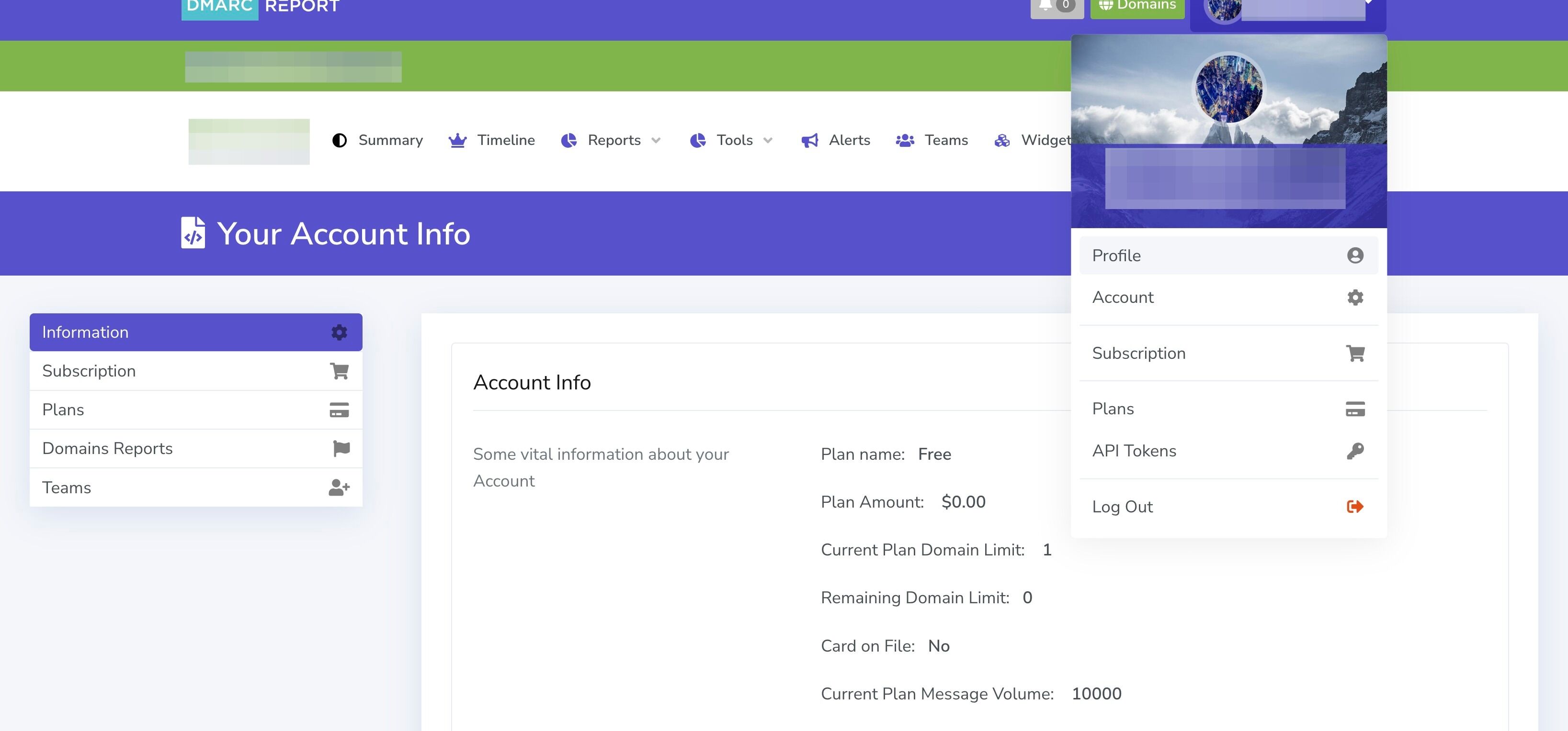 Screenshot of: Click "Profile"
