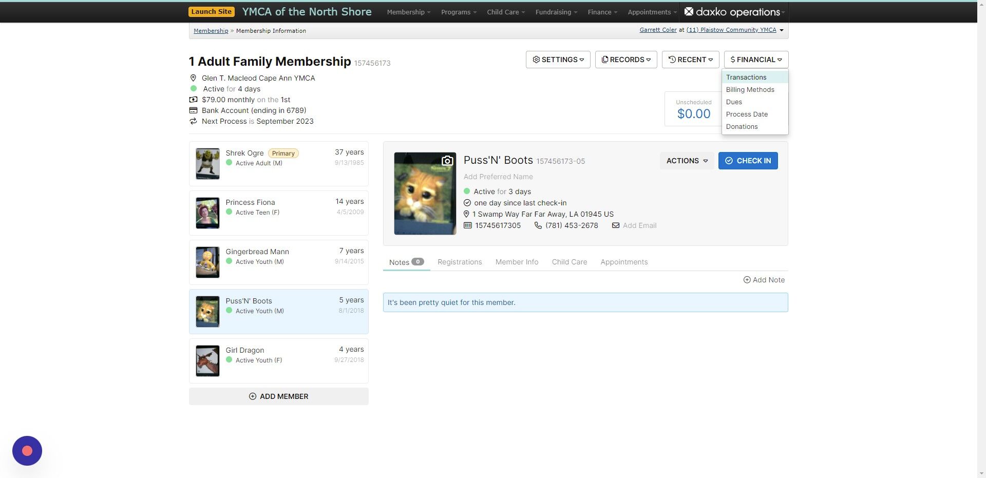 Screenshot of: Select Financial and click on 
