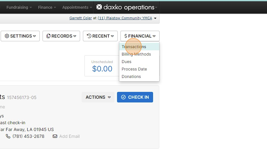 Screenshot of: Select Financial and click on 