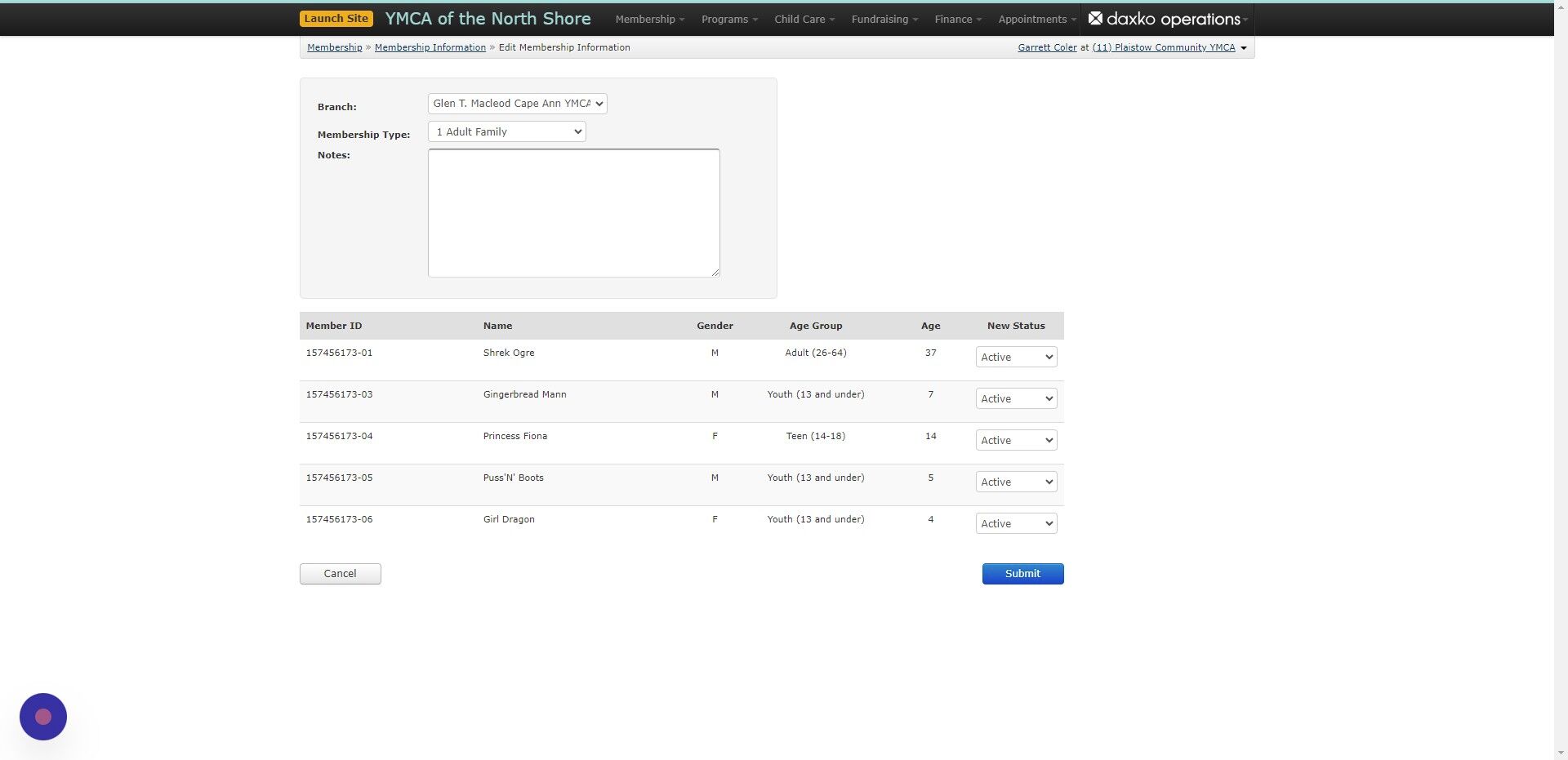 Screenshot of: Enter New Membership Type here