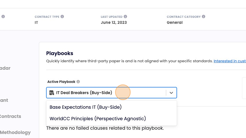 Screenshot of: Click the dropdown un "Active Playbook" to select the playbook you'd like to apply.