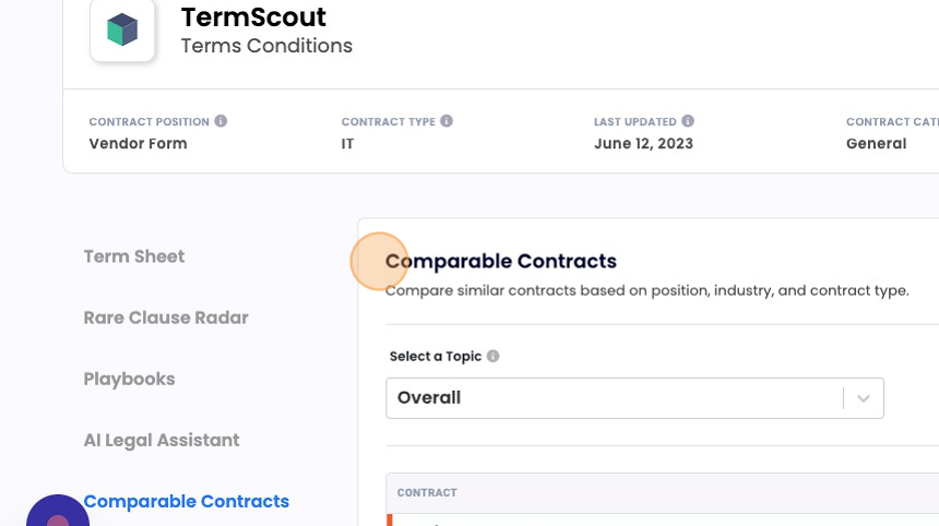Screenshot of: Comparable Contracts allows you to compare similar contracts based on position, industry, and contract type.
