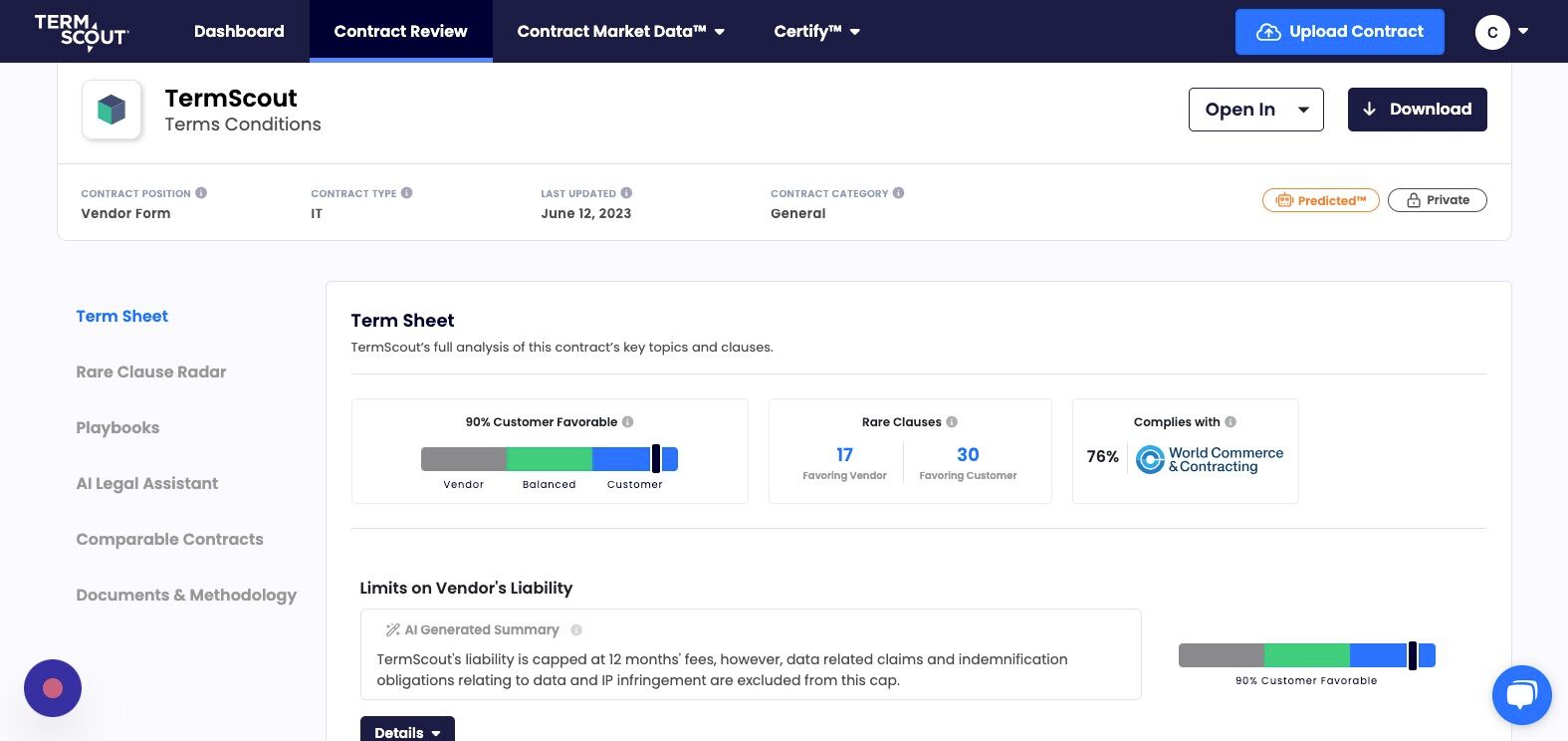 Screenshot of: Next, click "Rare Clause Radar".