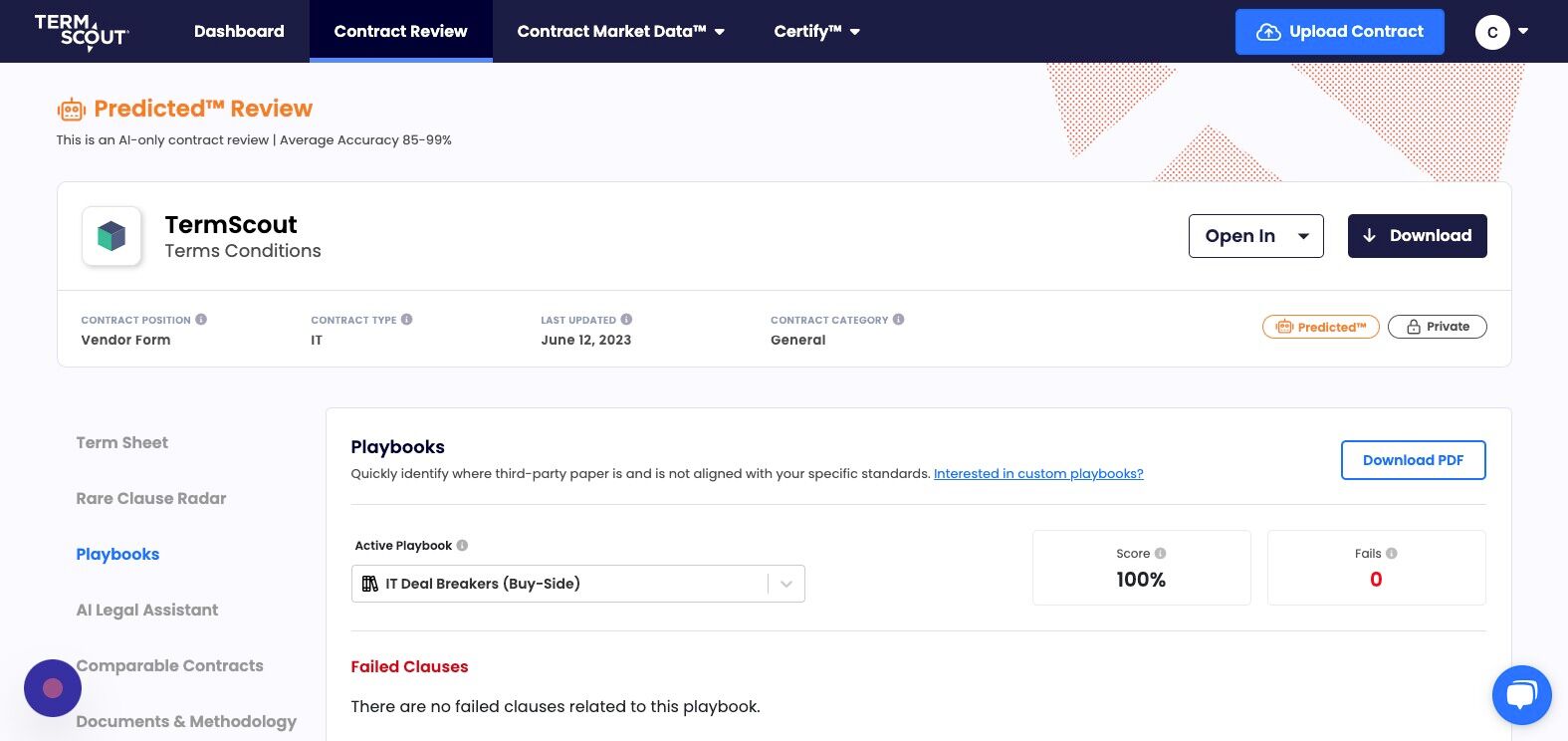 Screenshot of: Playbooks empower you to quickly identify where third-party paper is and is not aligned with your specific standards.