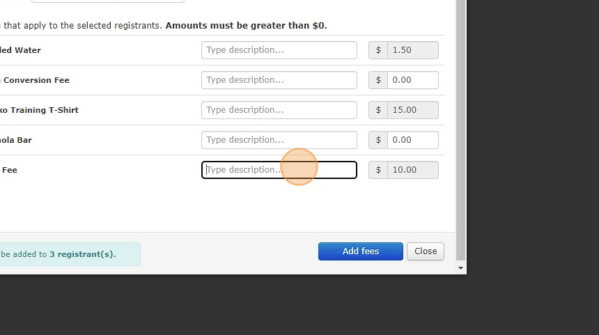Screenshot of: Always type the date of the late payment in the description
