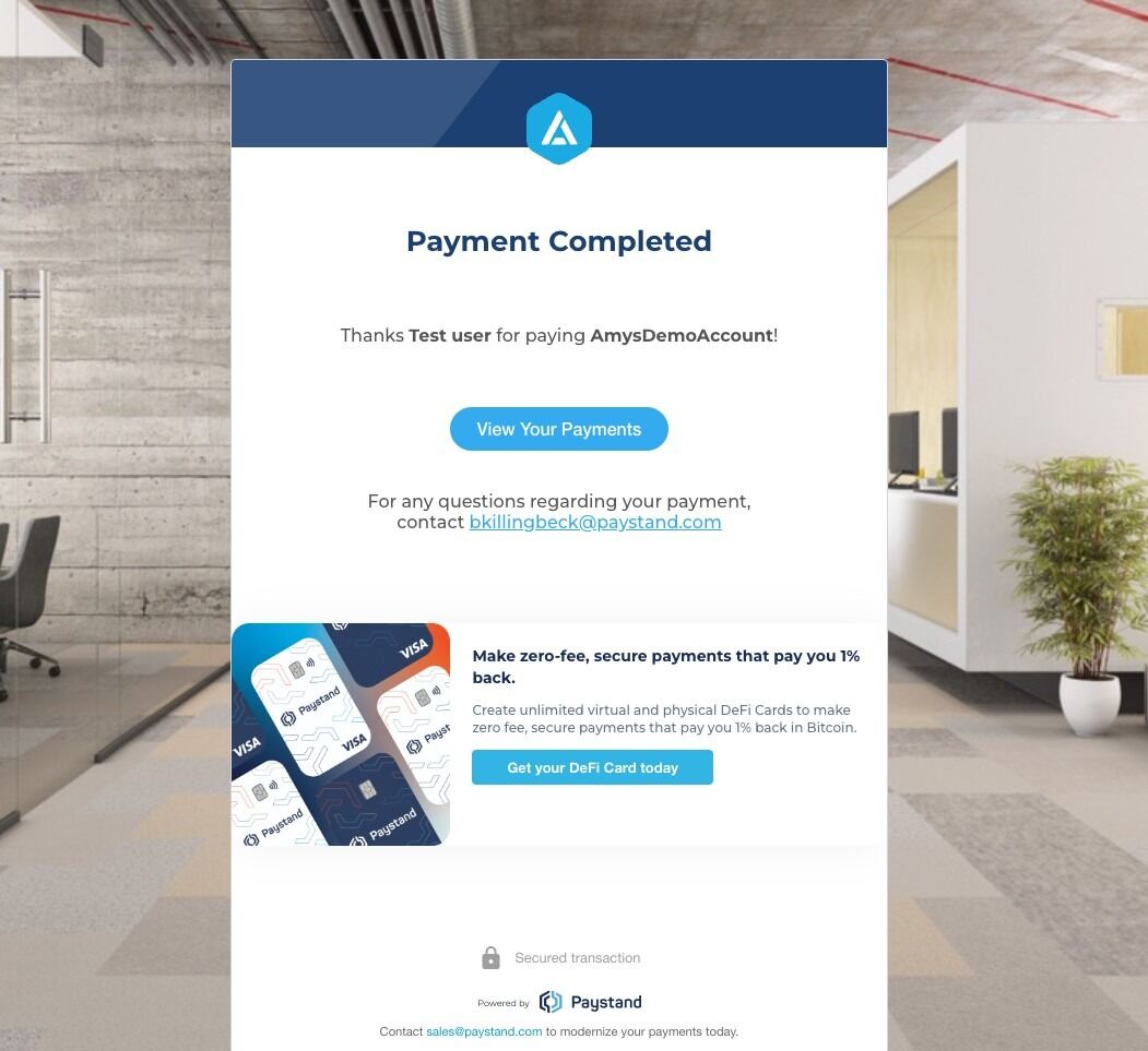Screenshot of: You will see the payment confirmation once the payment has been processed.