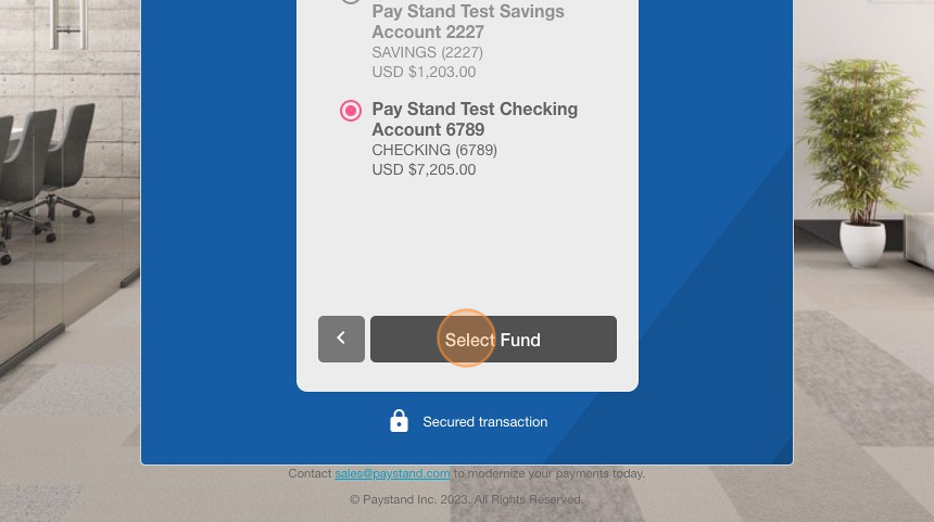 Screenshot of: Click **Select Fund**