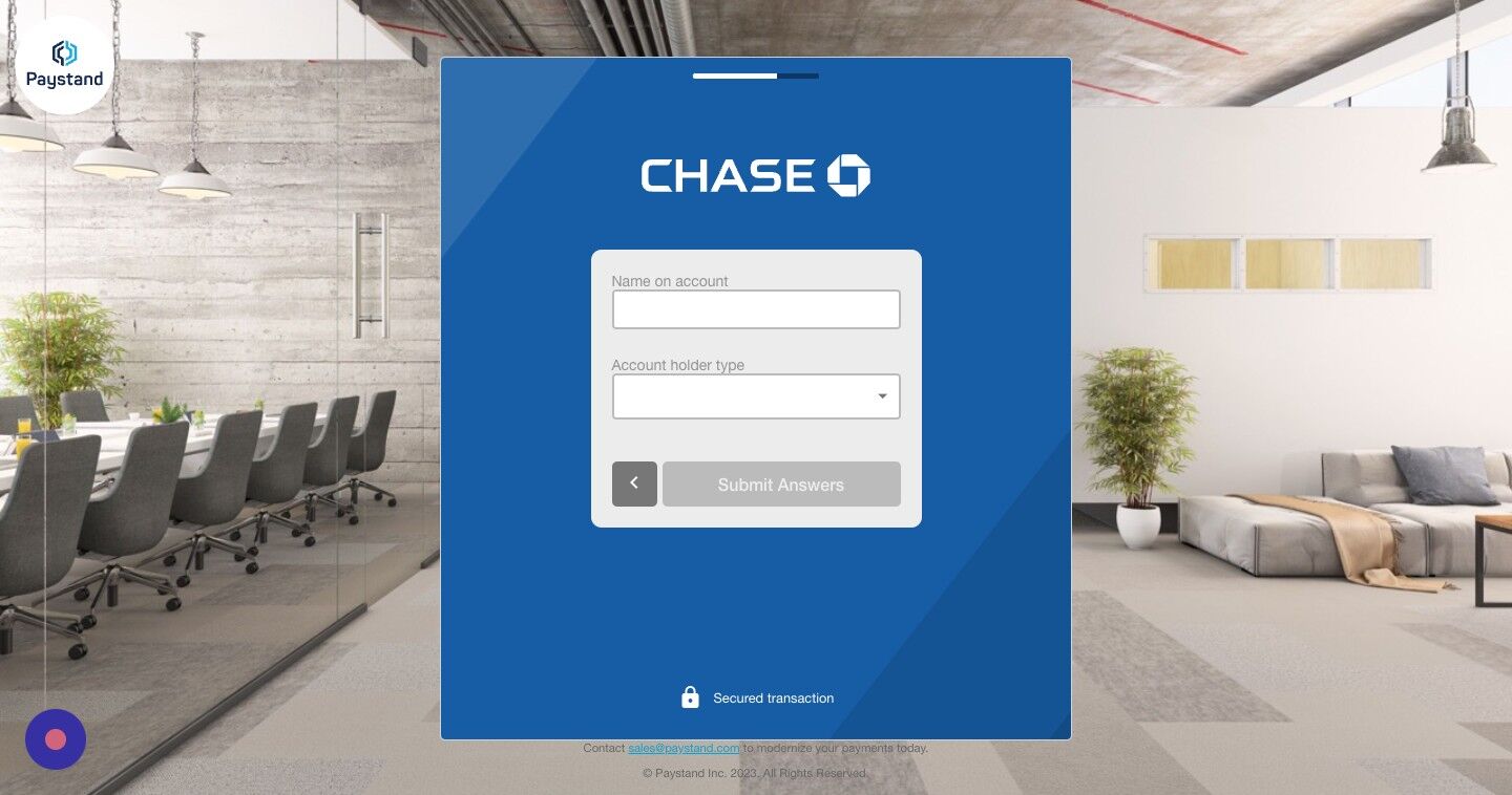 Screenshot of: Enter the **Name on account**