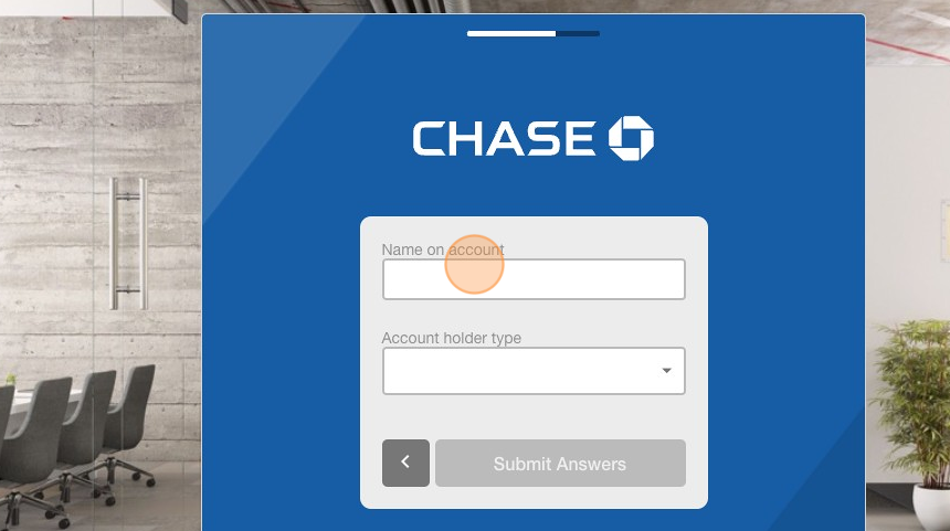 Screenshot of: Enter the **Name on account**