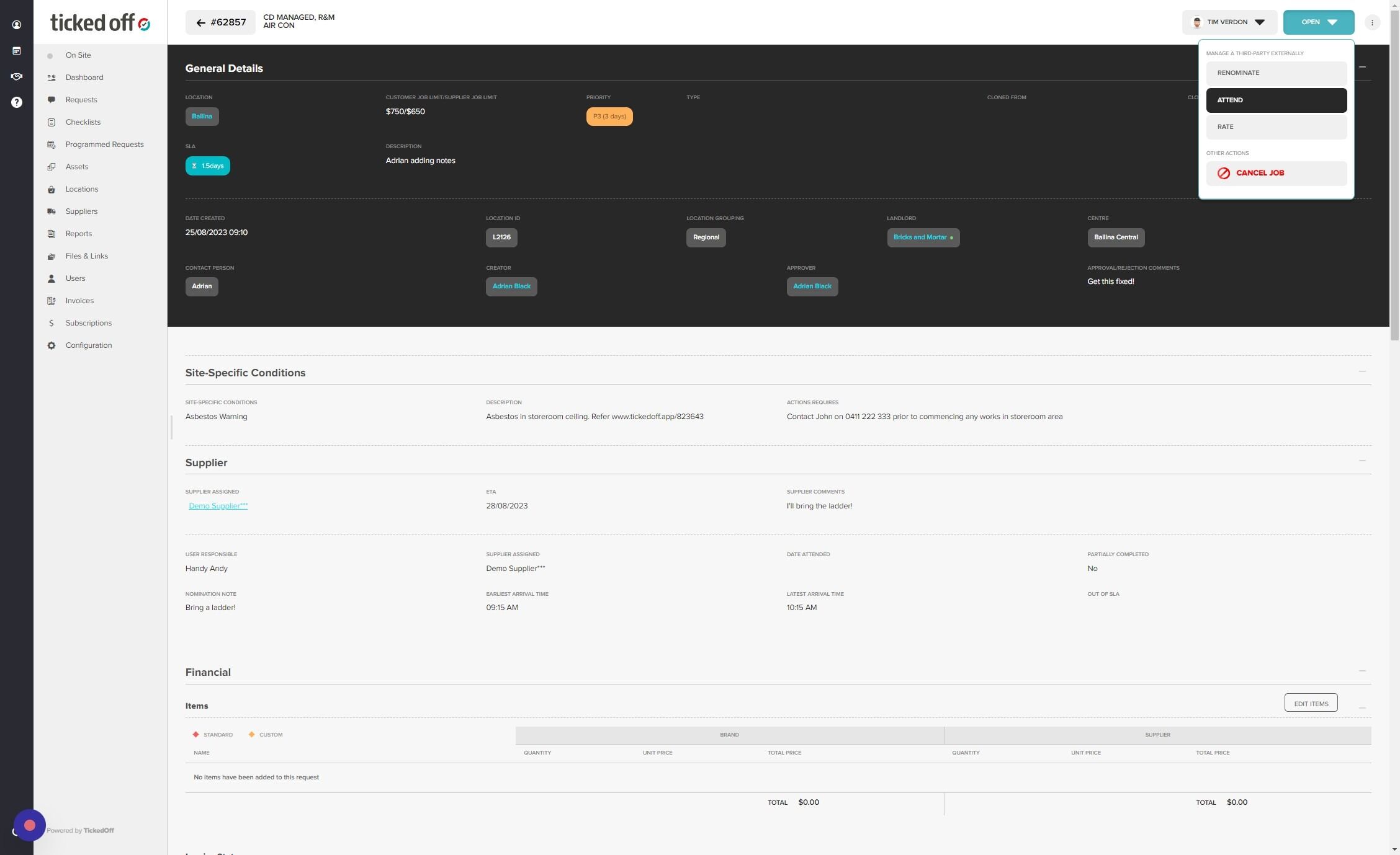 Screenshot of: Via the action button, click "ATTEND"