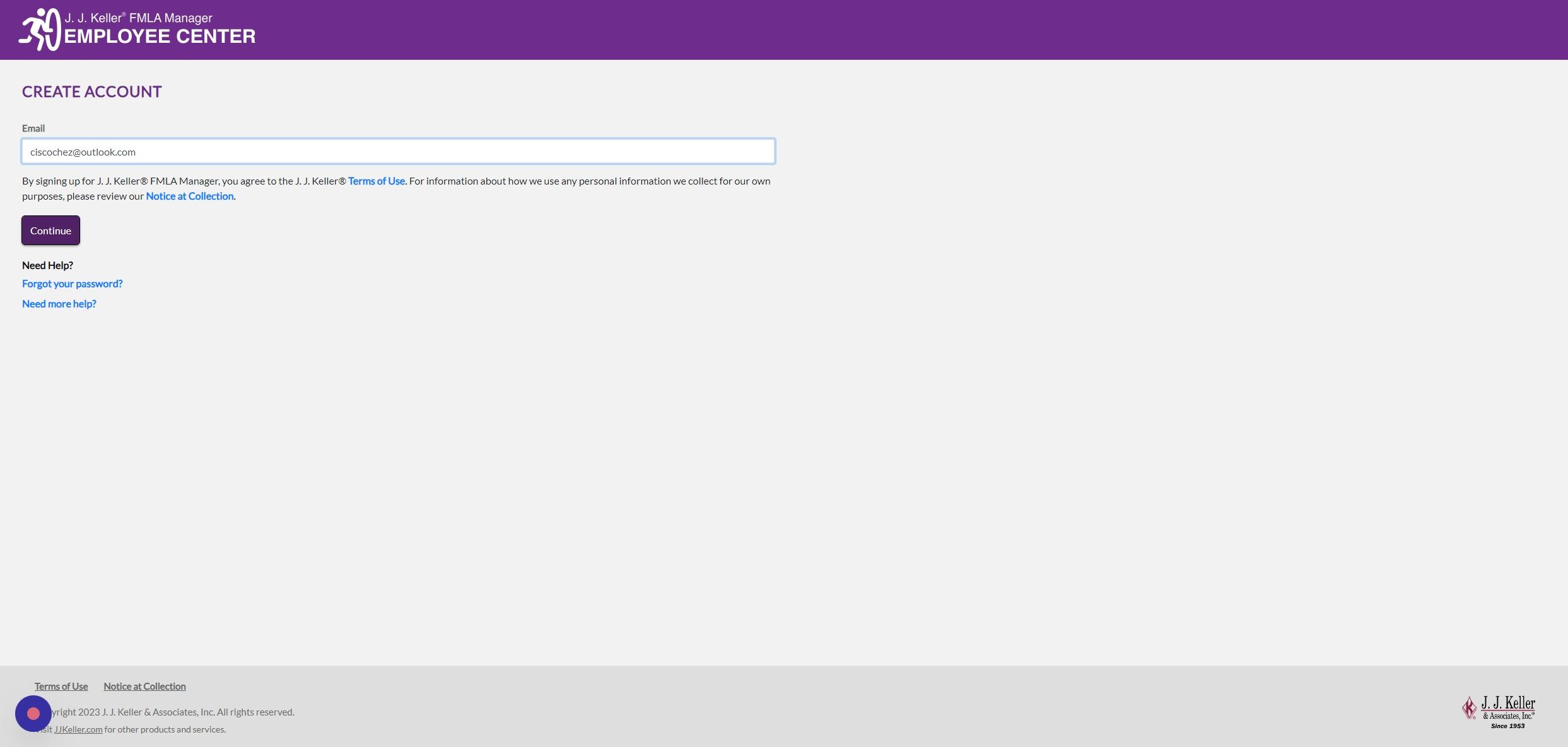 Screenshot of: Click "Continue"