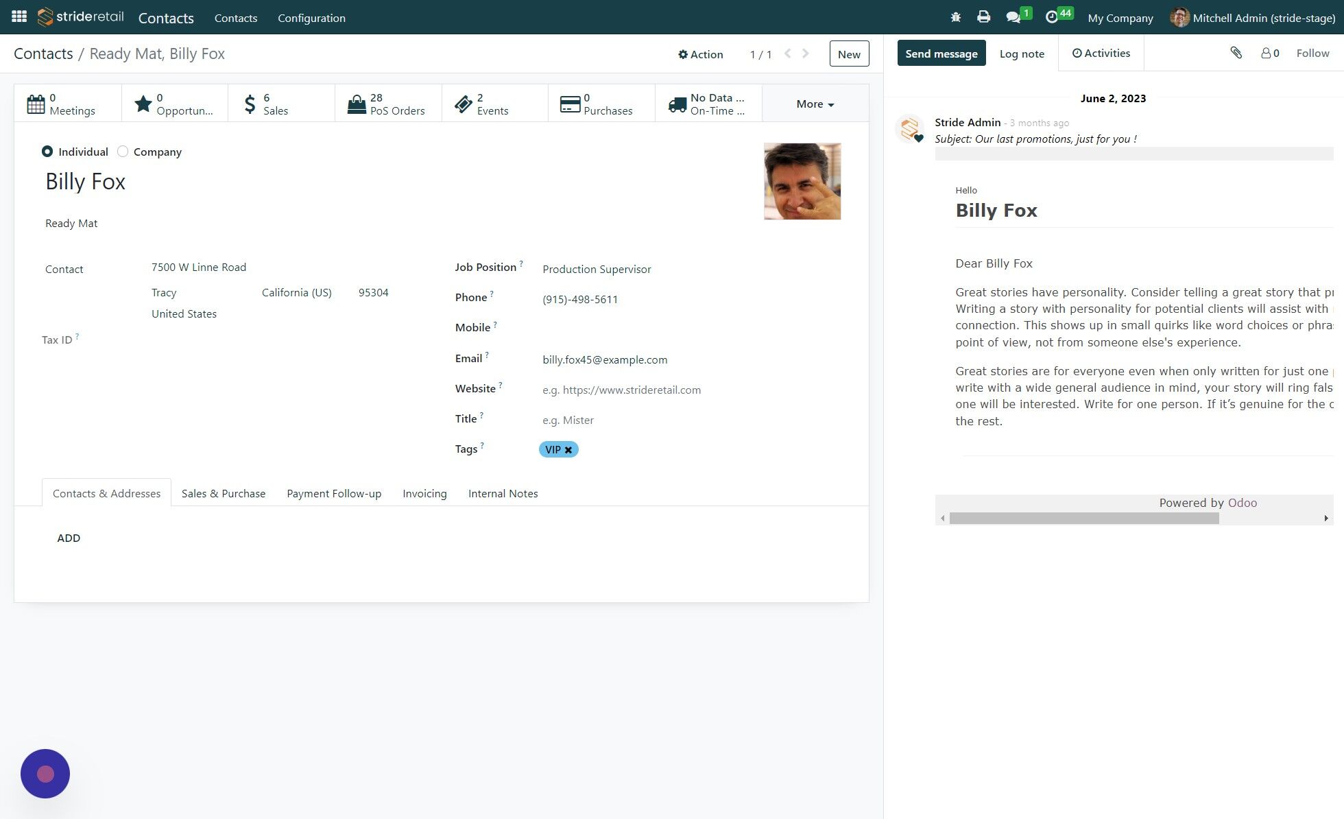 Screenshot of: If "Invoice does not show in the top ribbon of the customer card click "More"