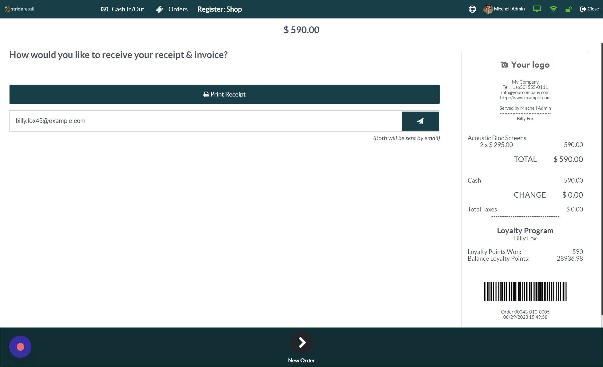 Screenshot of: The invoice has been created.  Depending on your settings the invoice will either be saved to the order and customer only or it will be auto-downloaded so you can print it.