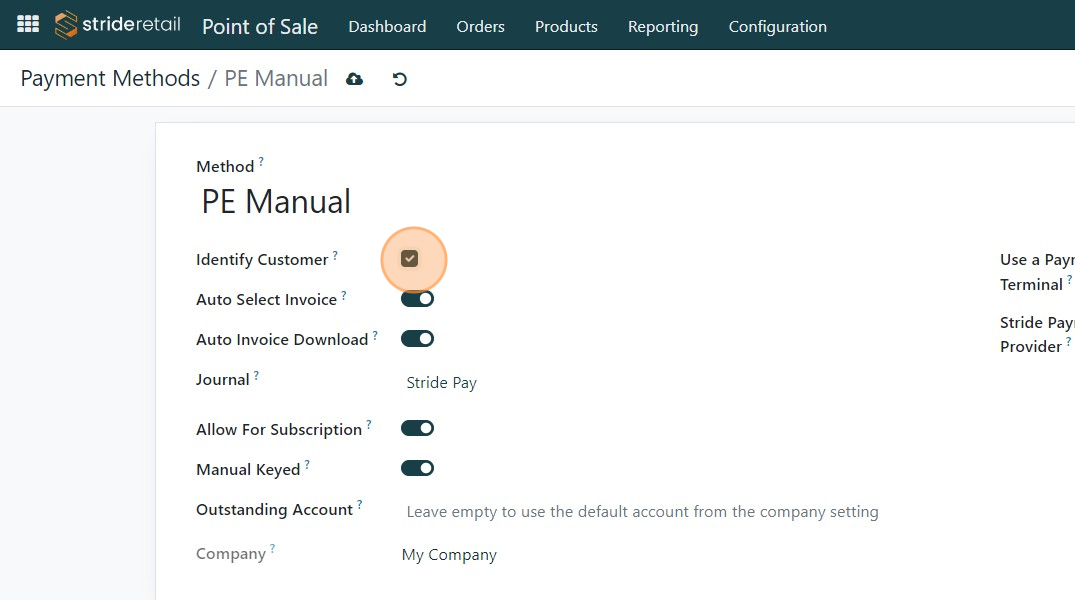 Screenshot of: Click the "Identify Customer?" field.
