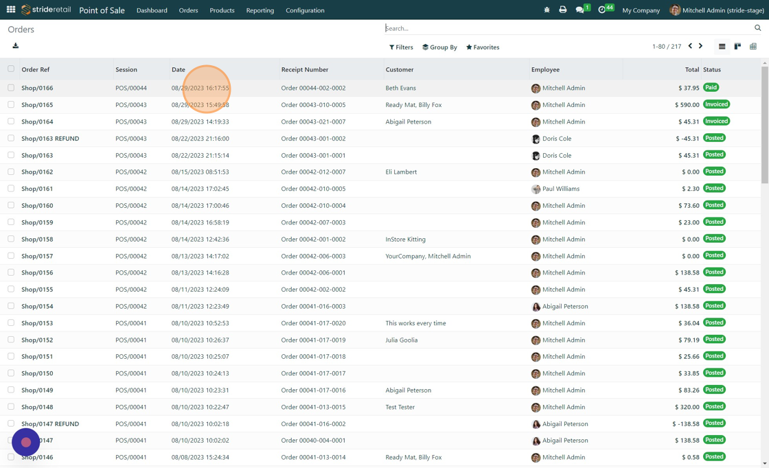 Screenshot of: Navigate to the order you need invoiced.