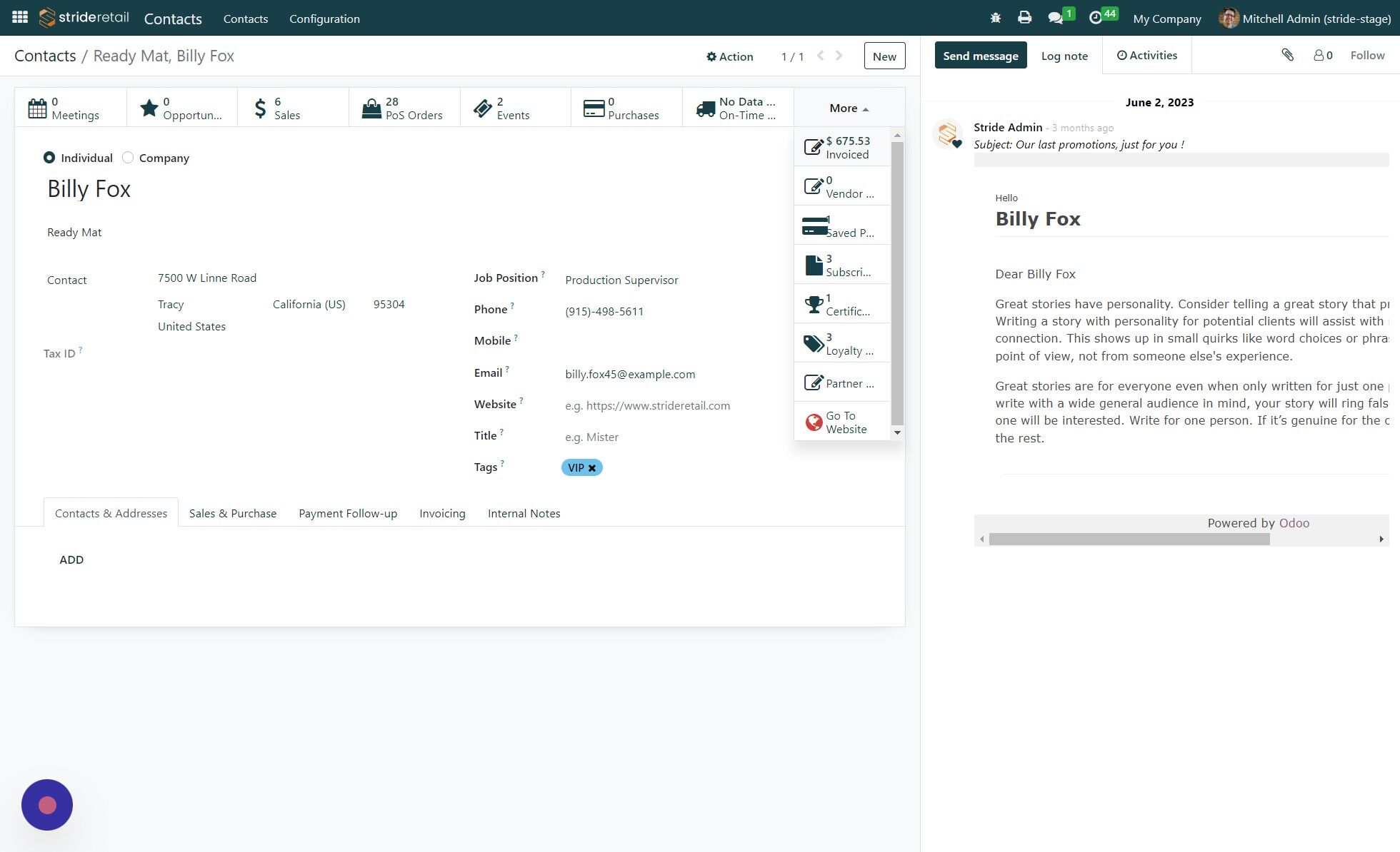 Screenshot of: Click "Invoiced"