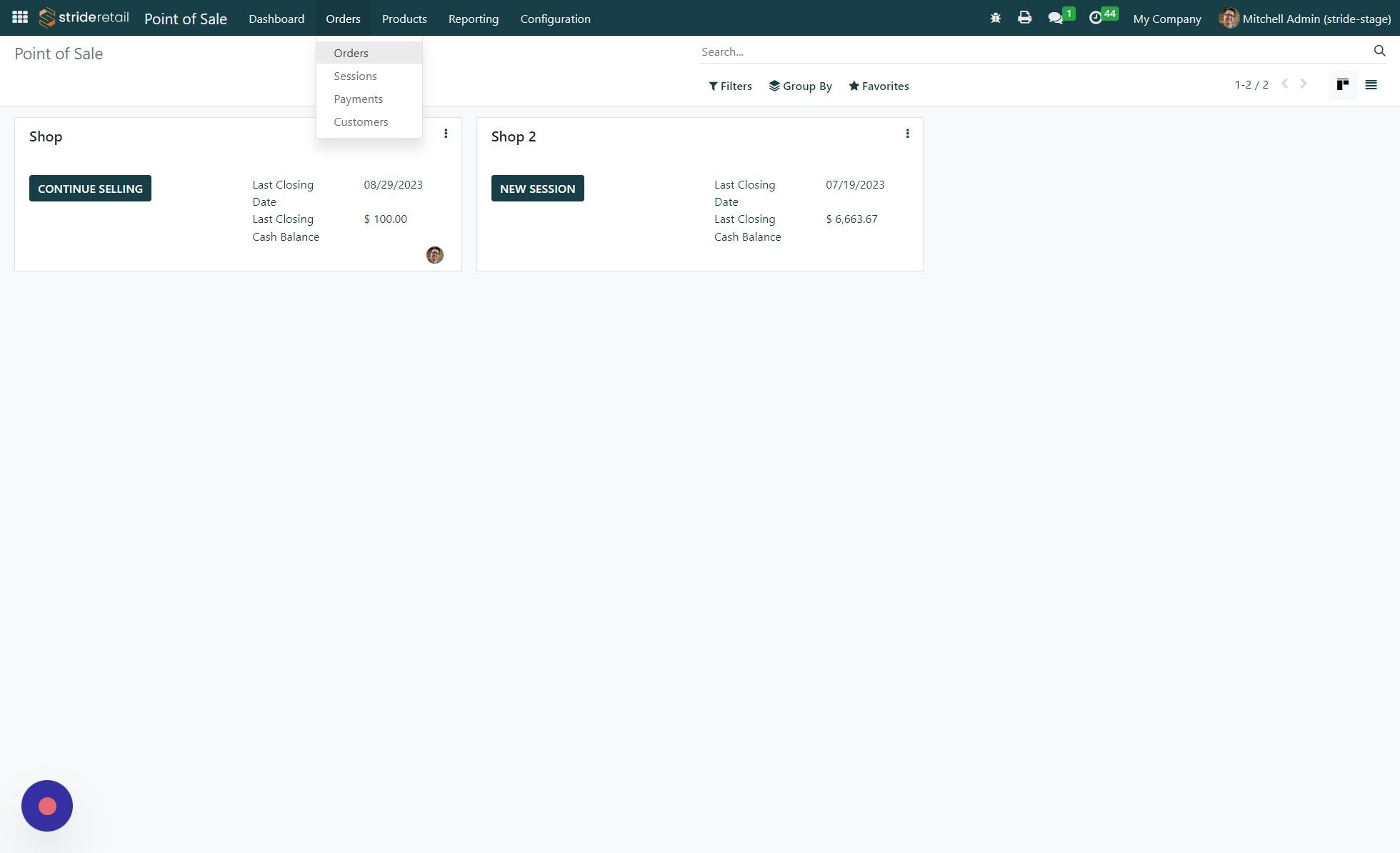 Screenshot of: Click "Orders"