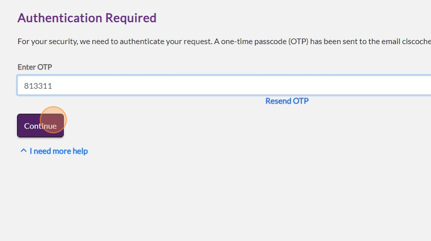 Screenshot of: Click "Continue"