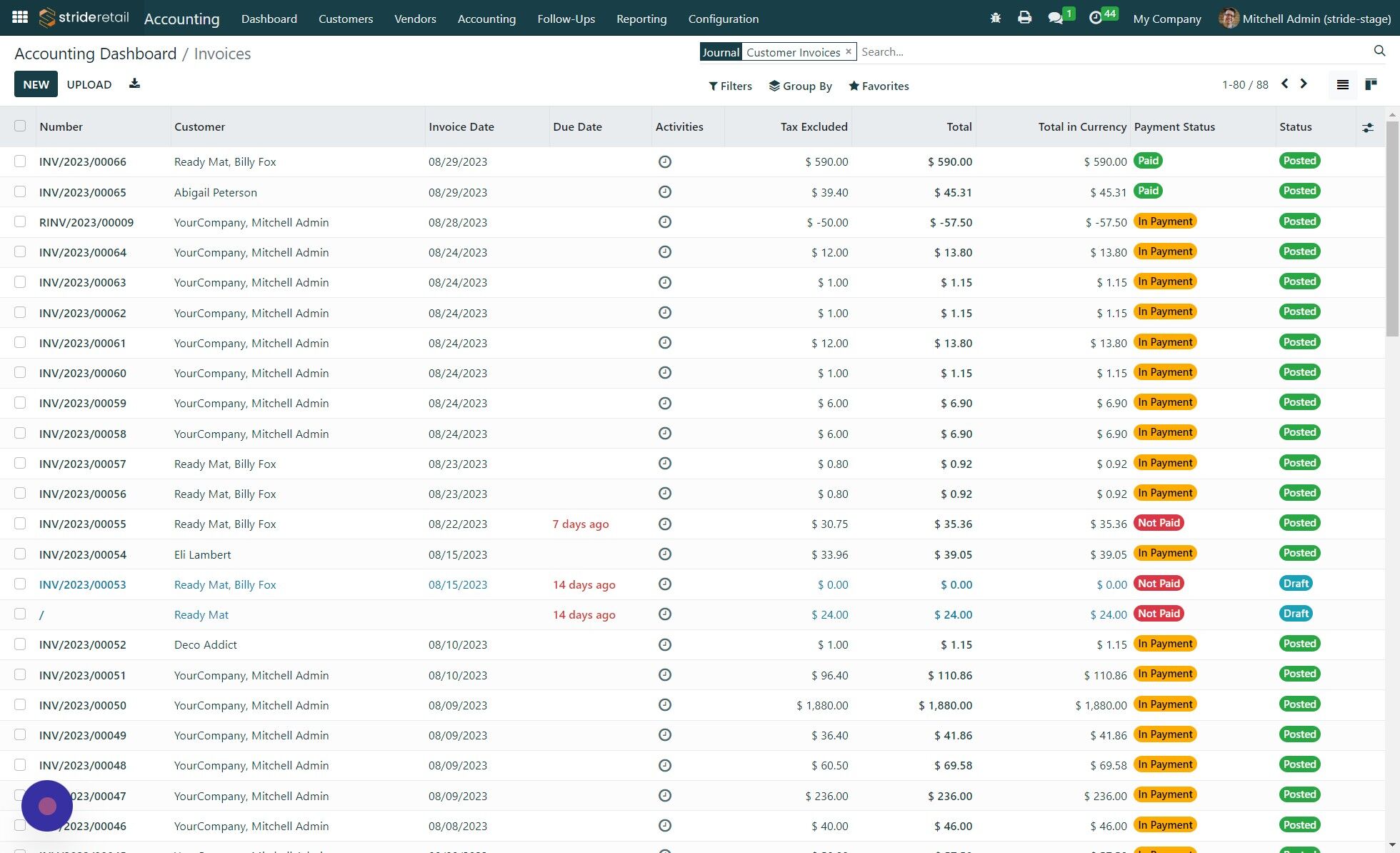 Screenshot of: Search for the invoice.  Select it when found.
