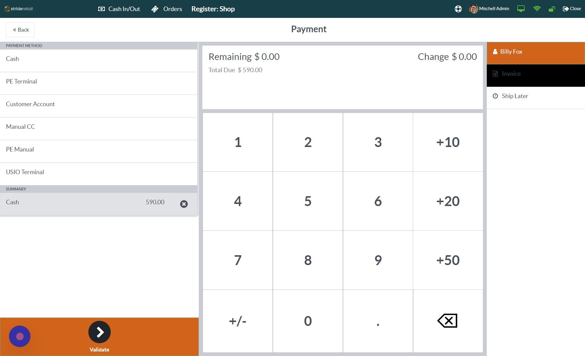 Screenshot of: Click the "Invoice" Button