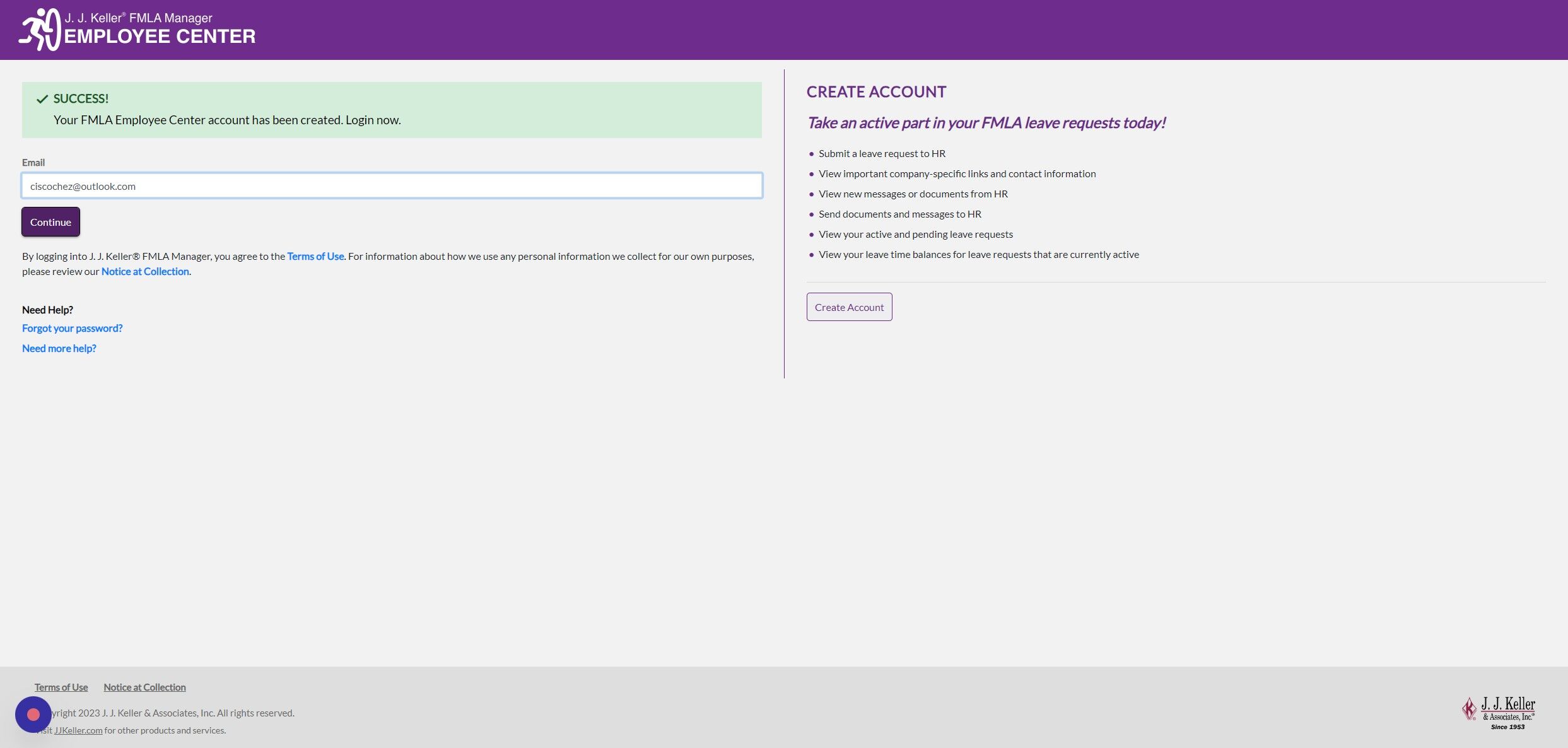 Screenshot of: Click "Continue"