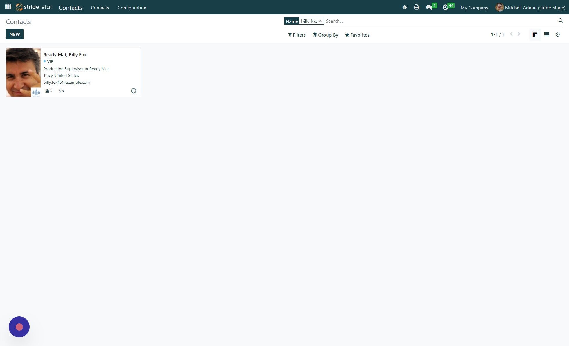 Screenshot of: Select your customer.