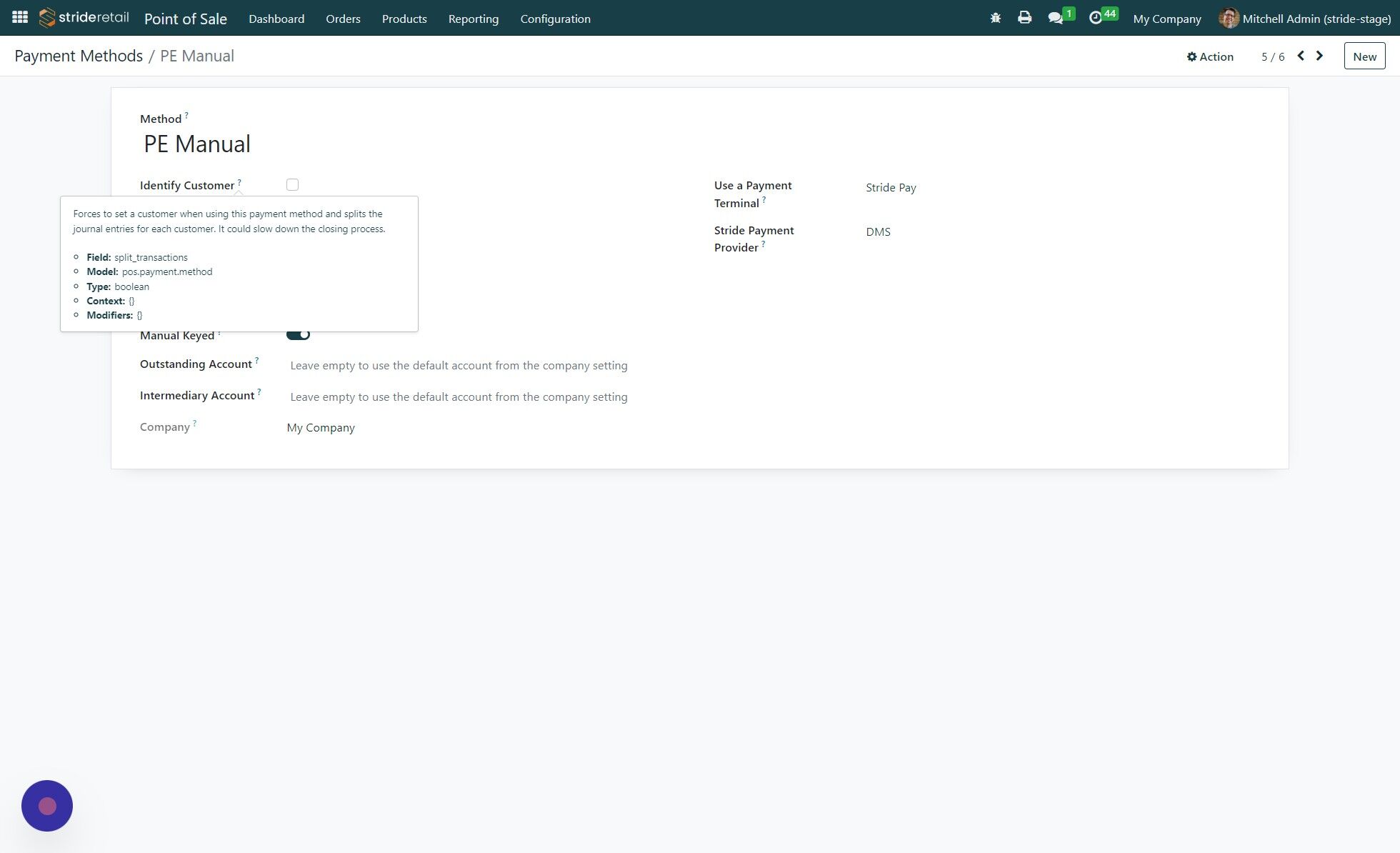 Screenshot of: Identify customer requires that a customer name be selected before final payment.  (We recommend requiring customer name when creating invoices, but it is not required.)