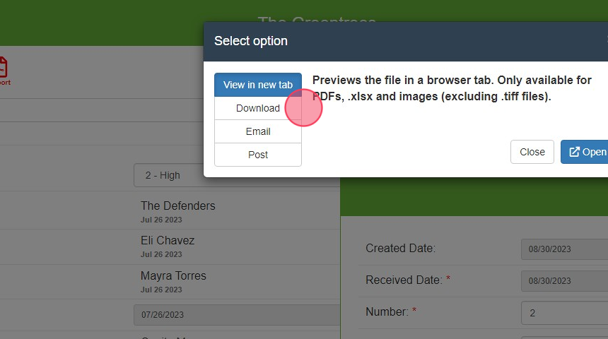Screenshot of: Click the option that you want.