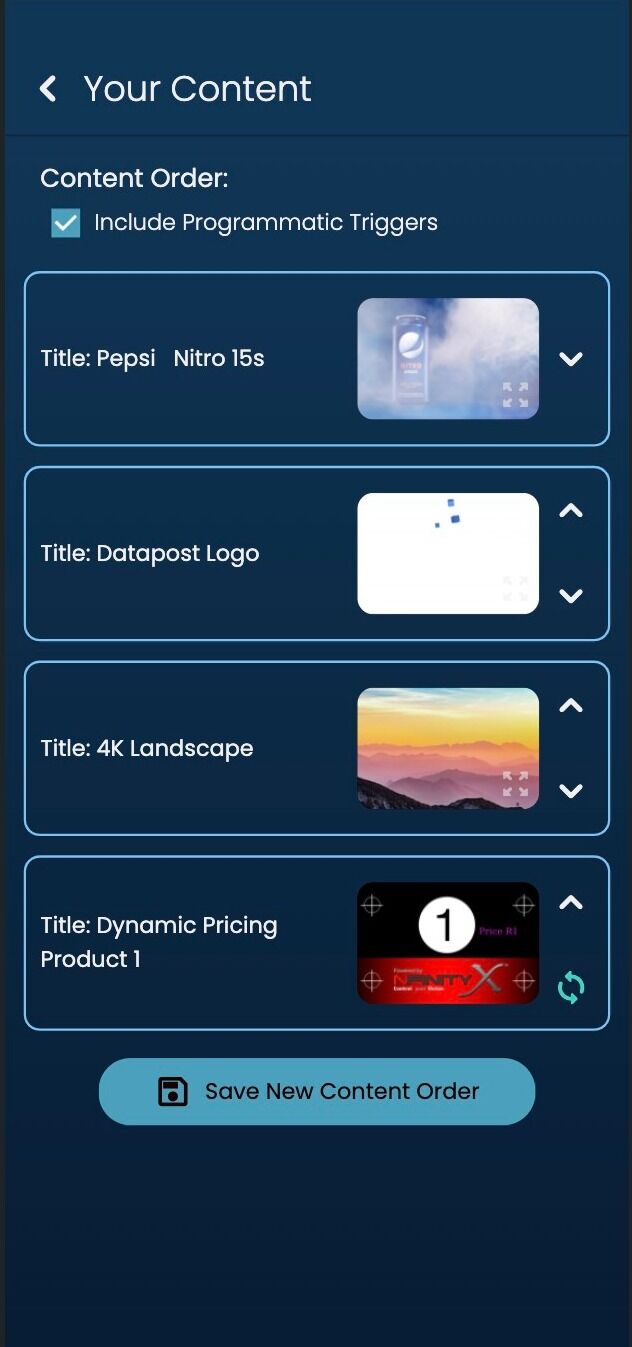 Screenshot of: Click on the 'Save New Content Order' button.