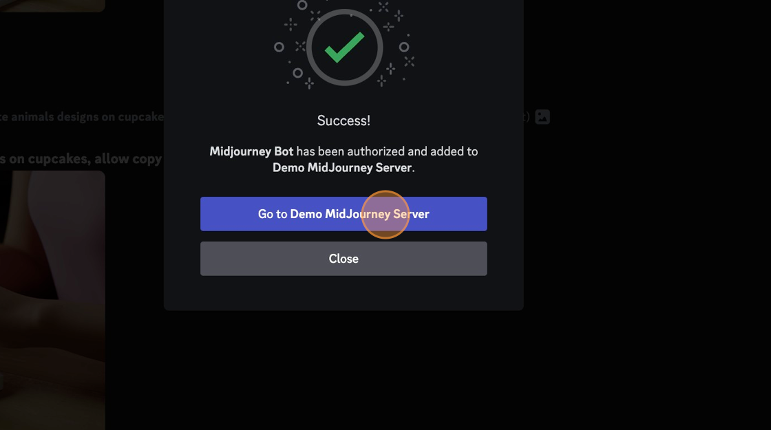 Screenshot of: Click "Demo MidJourney Server"
