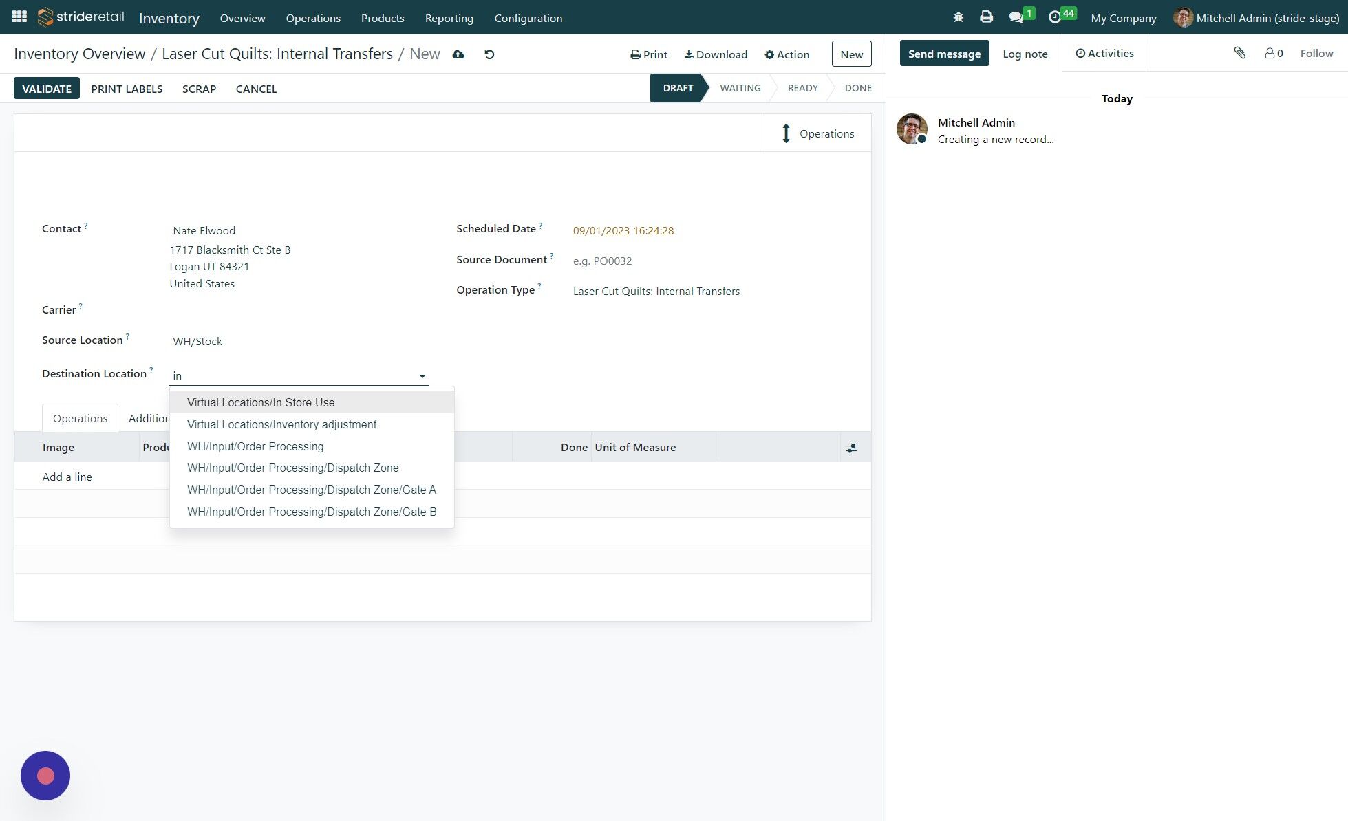 Screenshot of: For our example we chose "In Store Use"