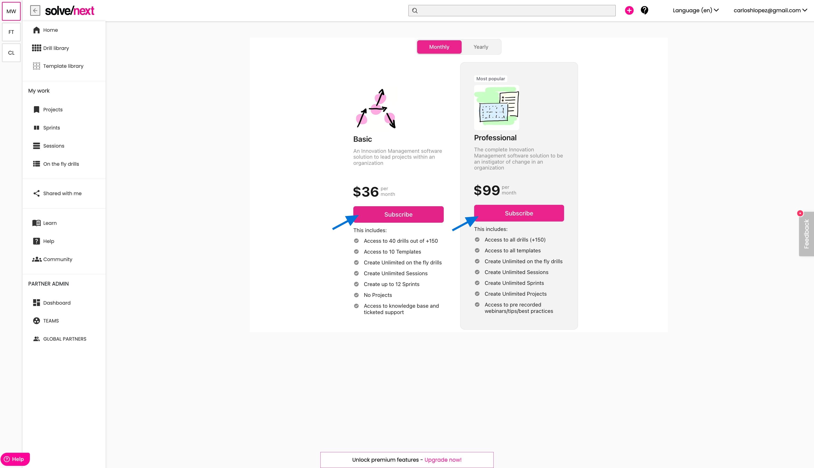 Screenshot of: Click "Subscribe"