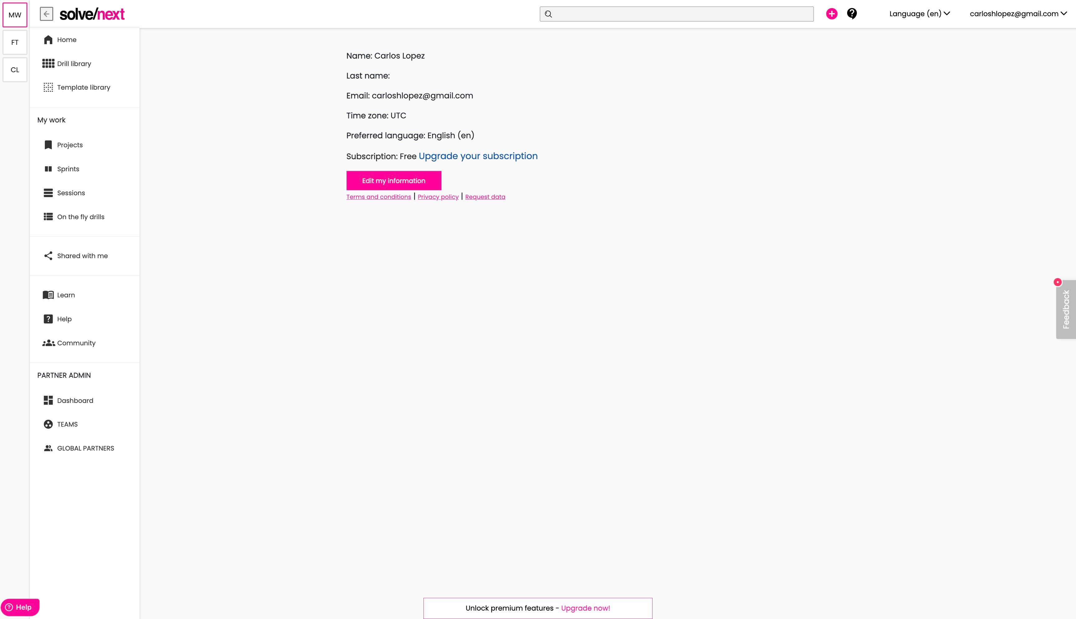 Screenshot of: Click "Upgrade your subscription"