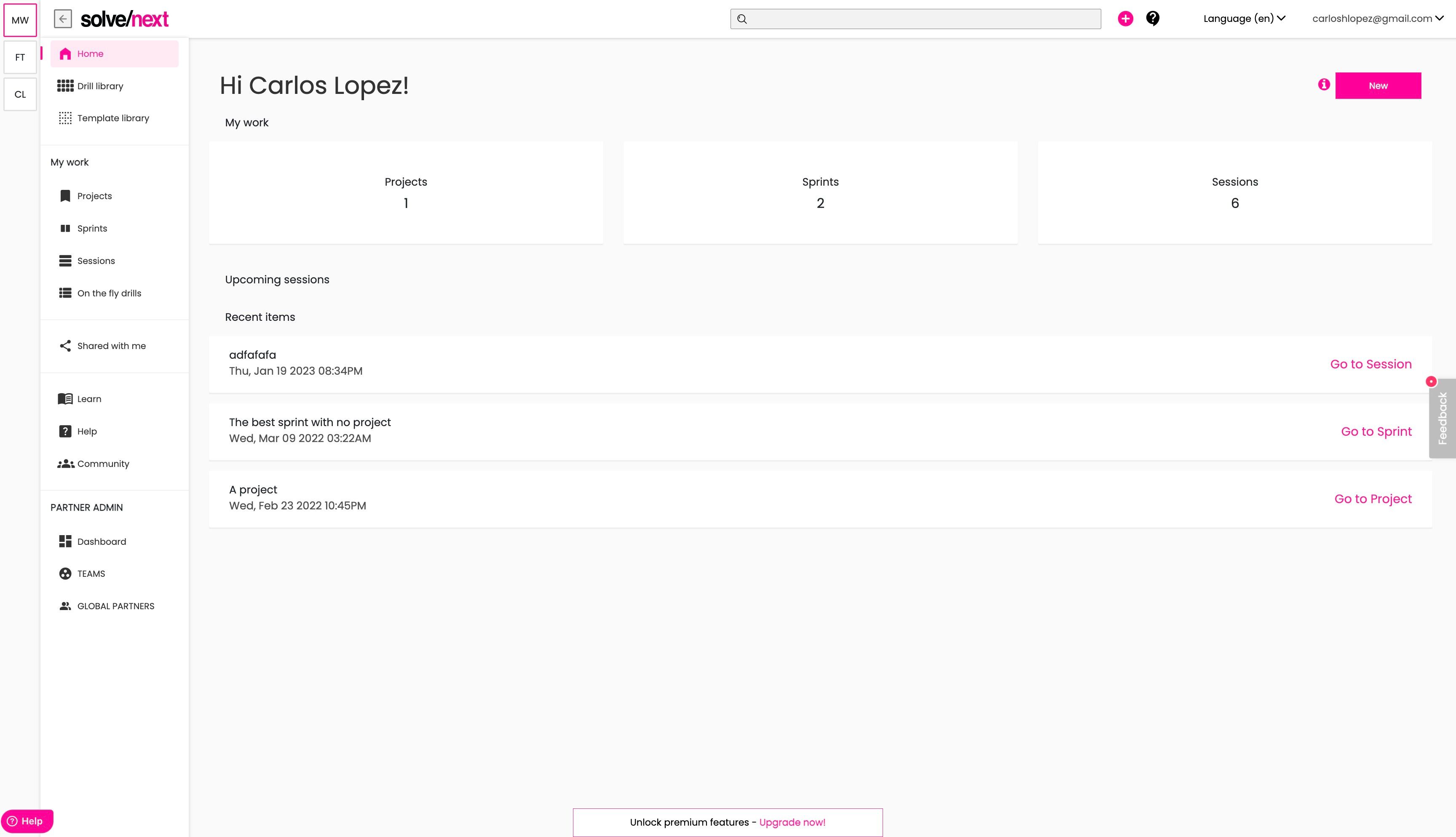 Screenshot of: At the upper right corner click on your account.