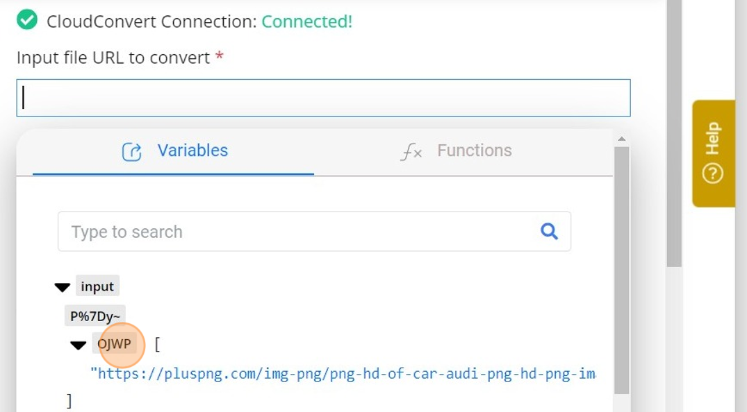 Screenshot of: Provide URL in "Input file URL to convert" field.