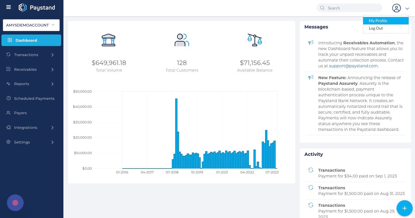 Screenshot of: Click "My Profile"