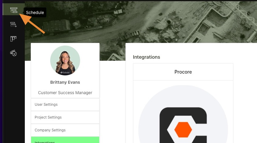 Screenshot of: All set! If you would like to validate the integration, navigate back to the Master Schedule to push a schedule update to Procore.