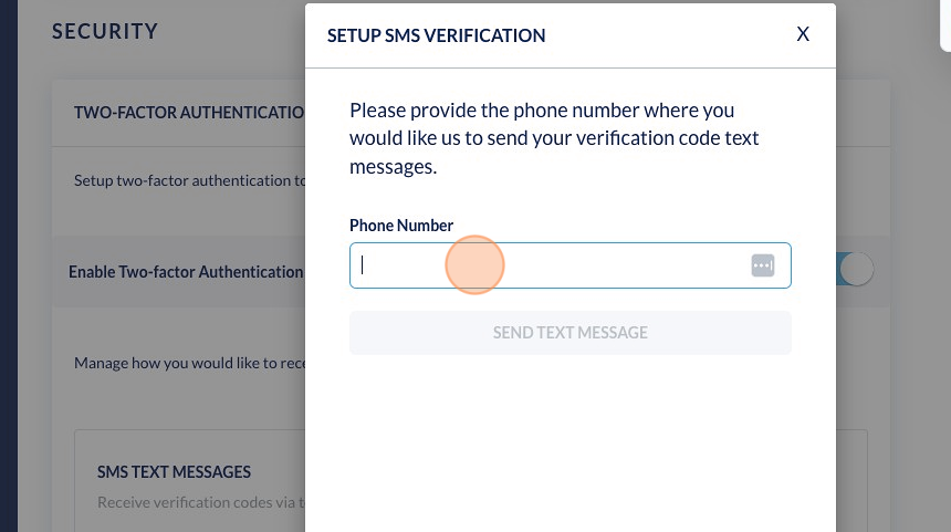 Screenshot of: Enter your phone number.