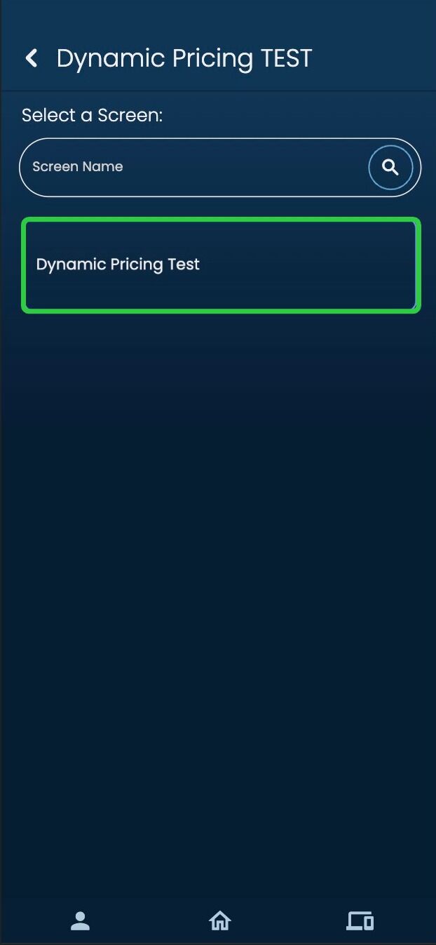 Screenshot of: Select your Screen.