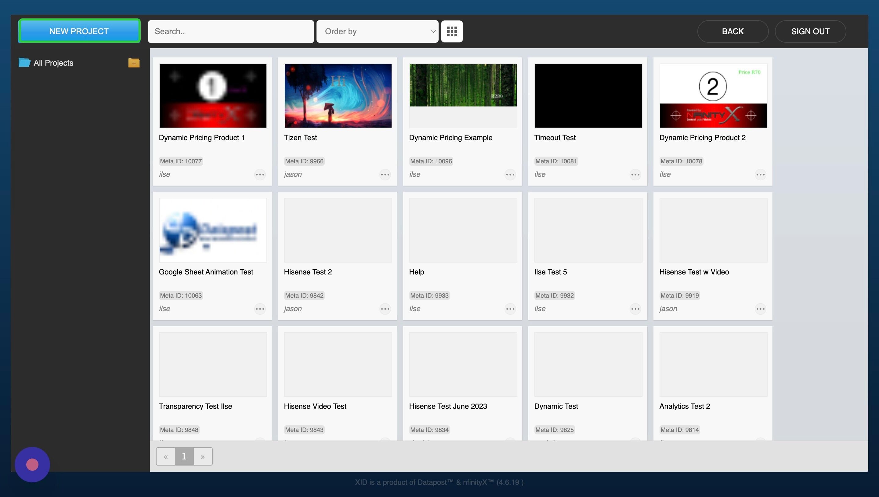 Screenshot of: Old and/or shared projects can be edited to work with the new network you've created, but let's do it from scratch today. Click on the 'New Project' button.