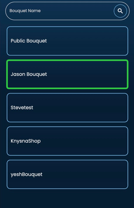 Screenshot of: Select your Bouquet