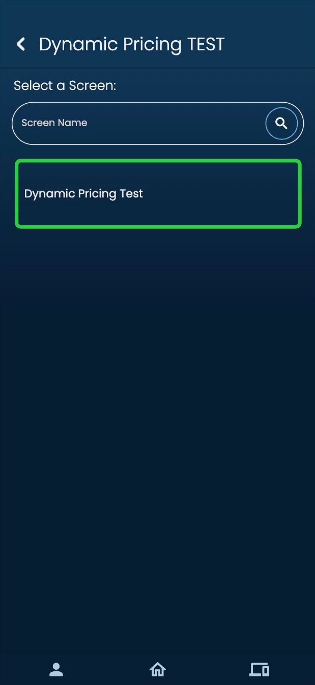 Screenshot of: Select a Screen.